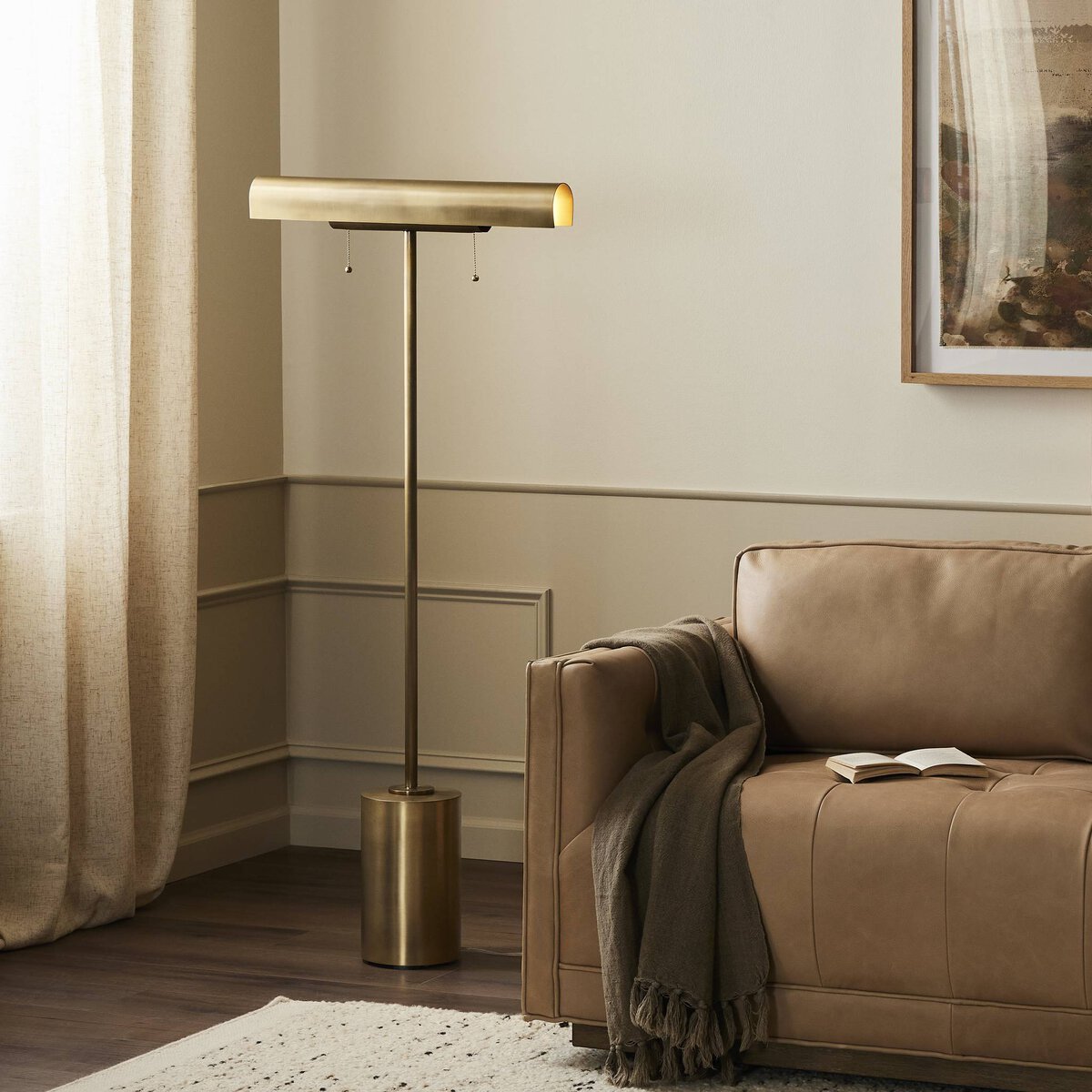 Luther Floor Lamp, Aged Brass