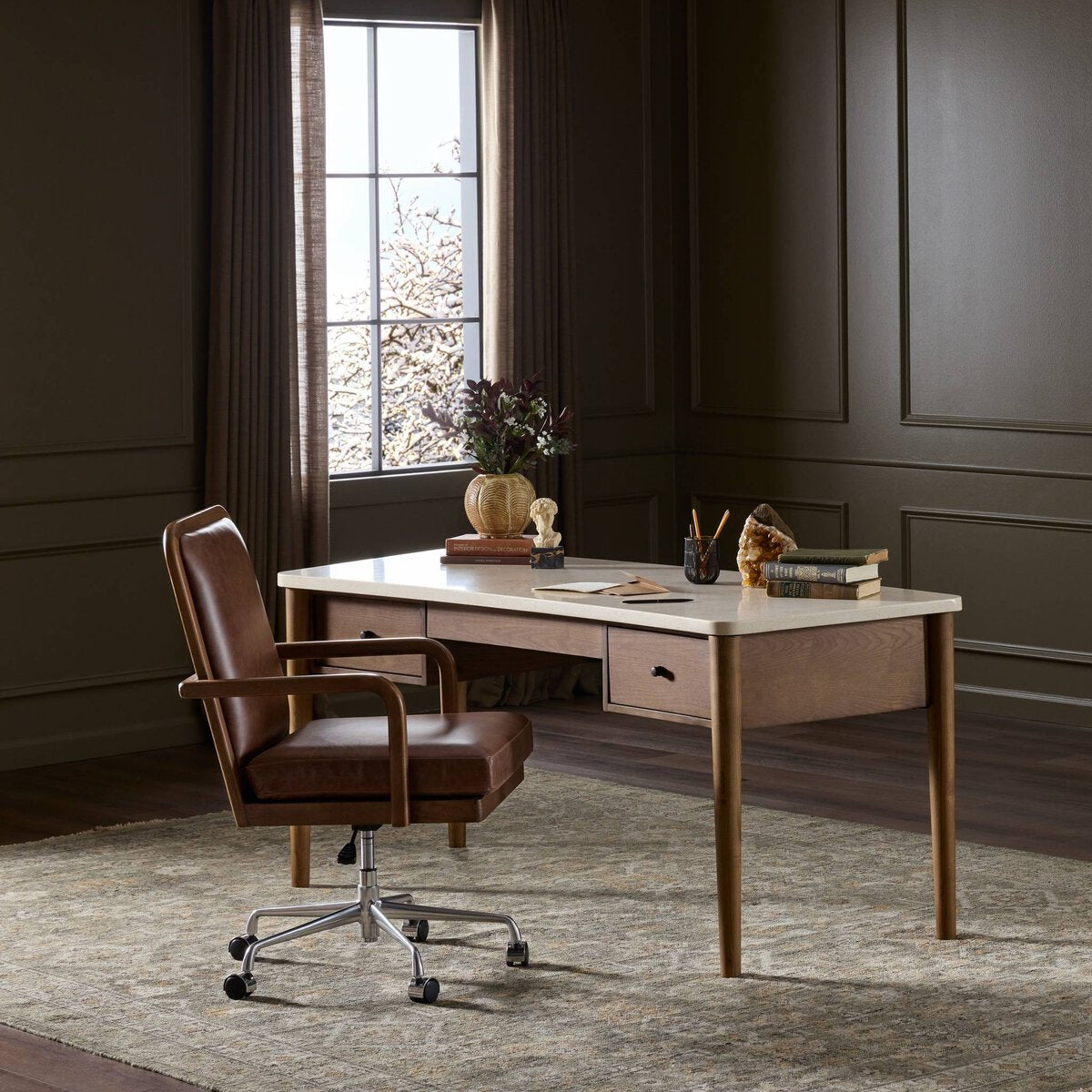 Lorna Desk, Amber/Marble