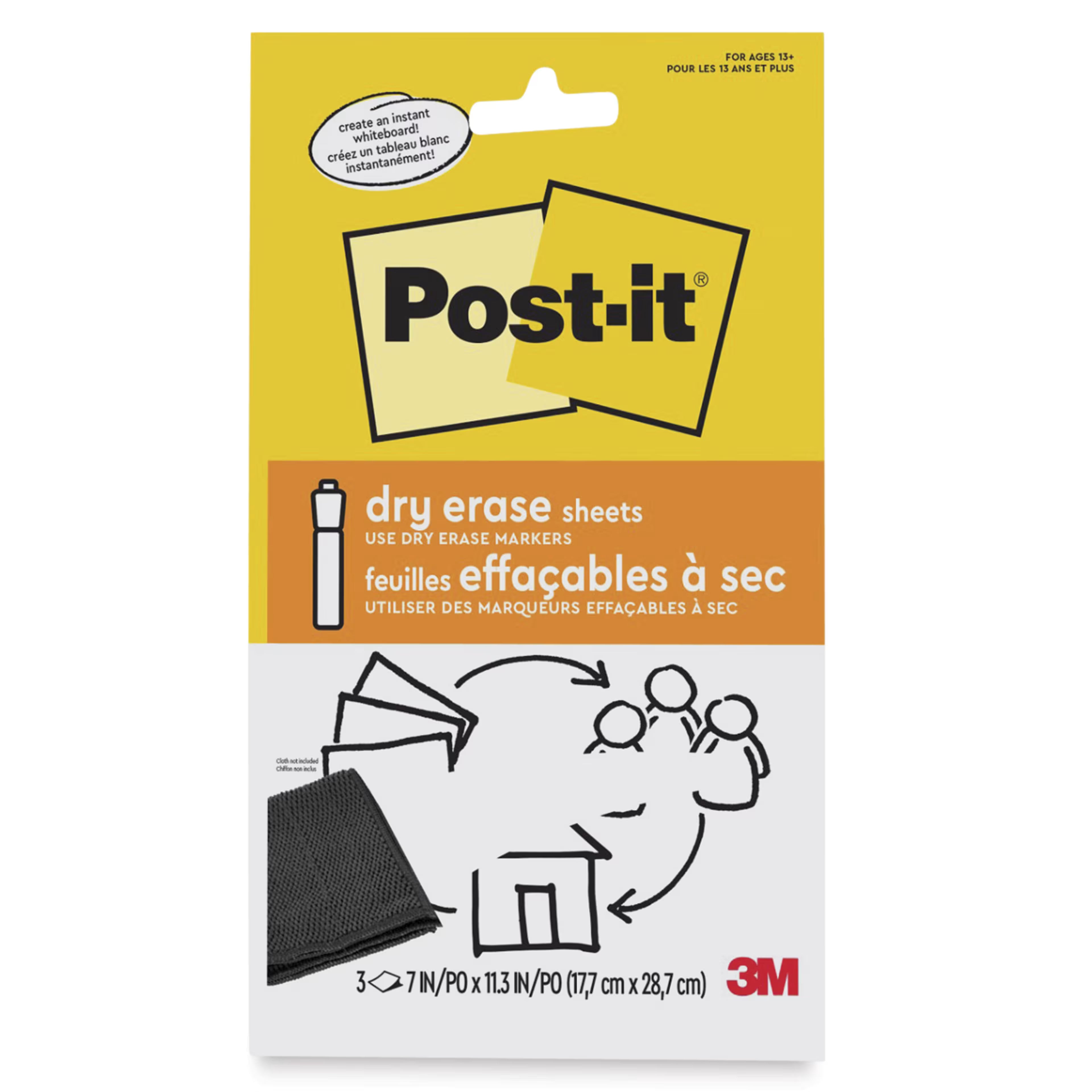 Post-it Dry Erase Sheets, PK/3