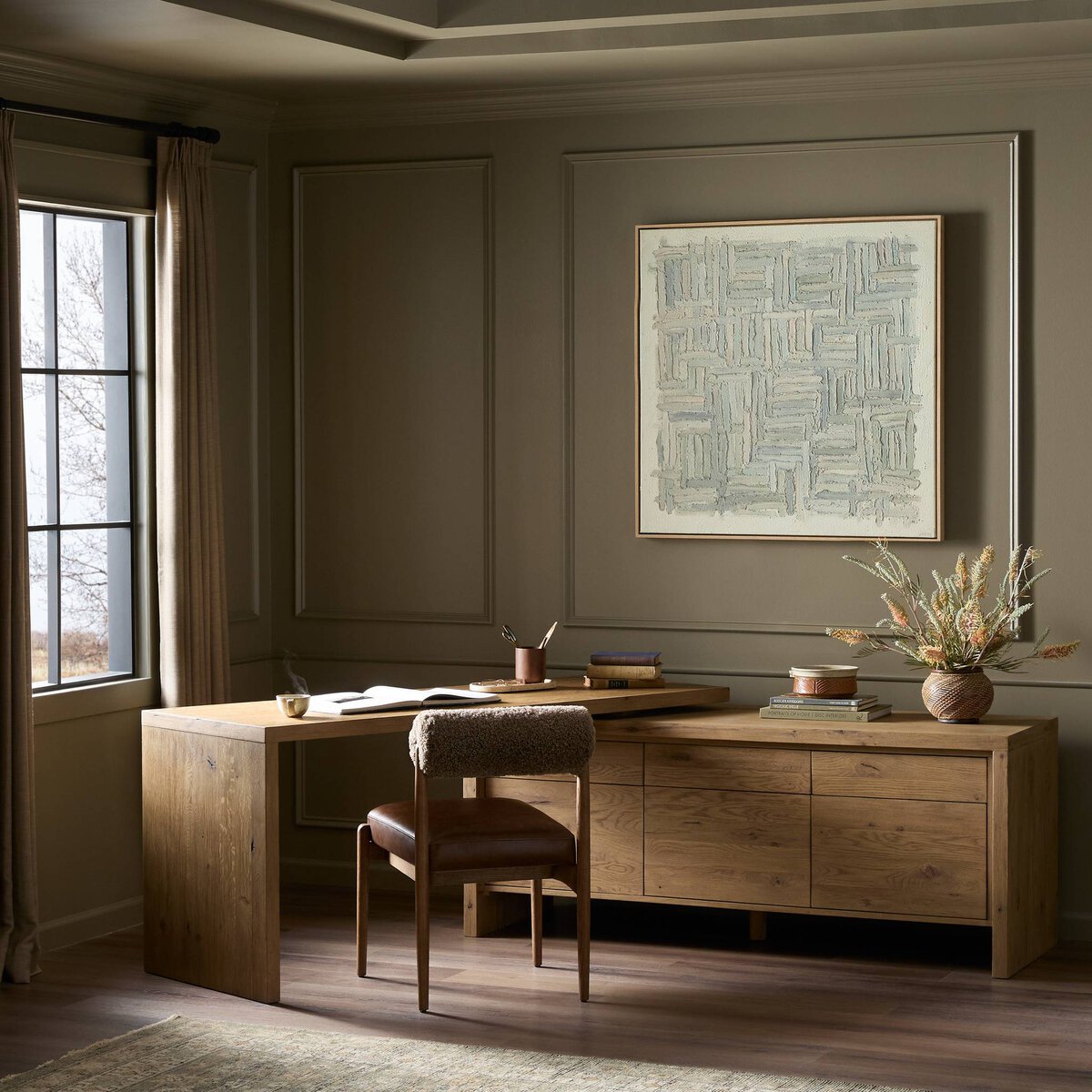 Noah Rotating Desk, Aged Oak