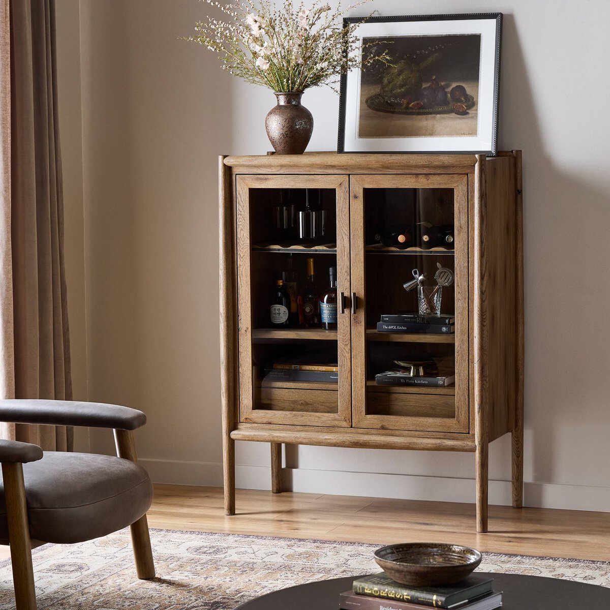 Glenview Bar Cabinet, Oak