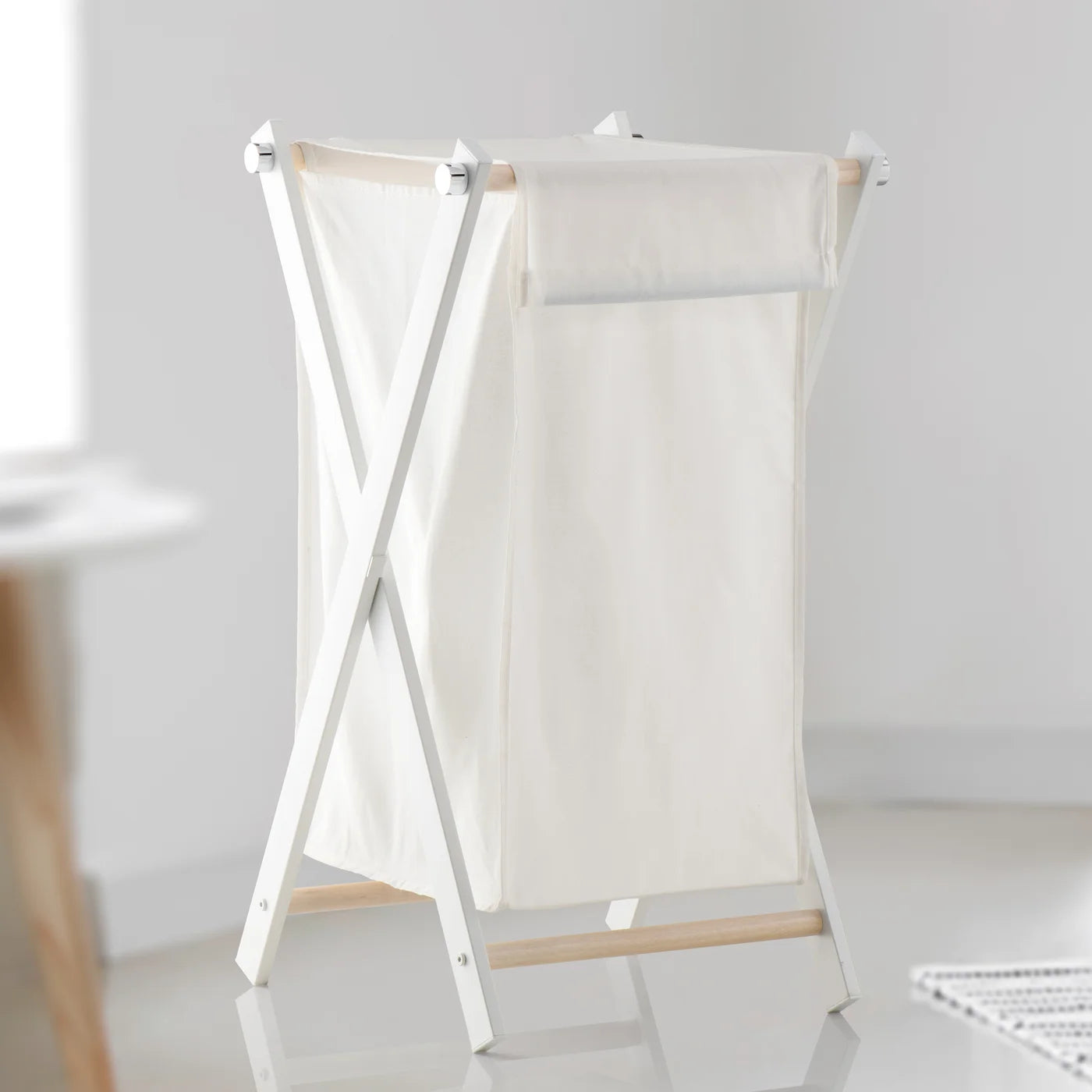 White Folding Laundry Hamper