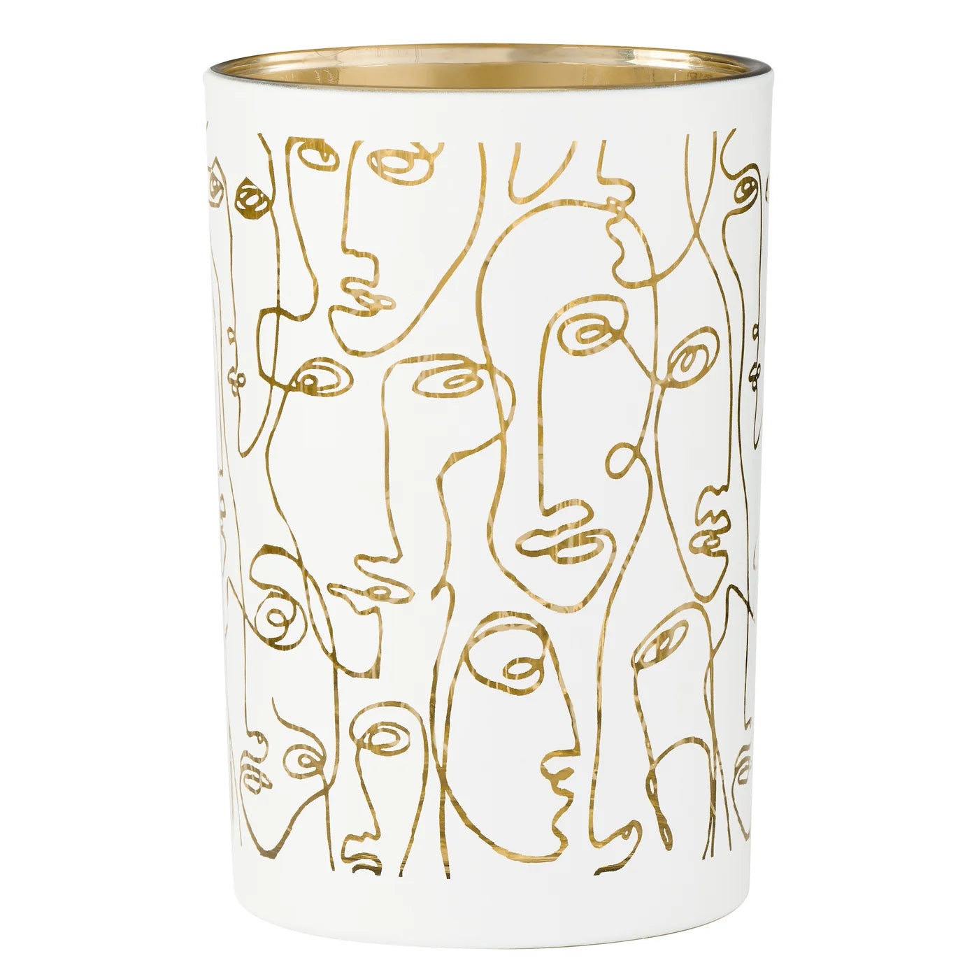 7" Abstract Face Vase - White