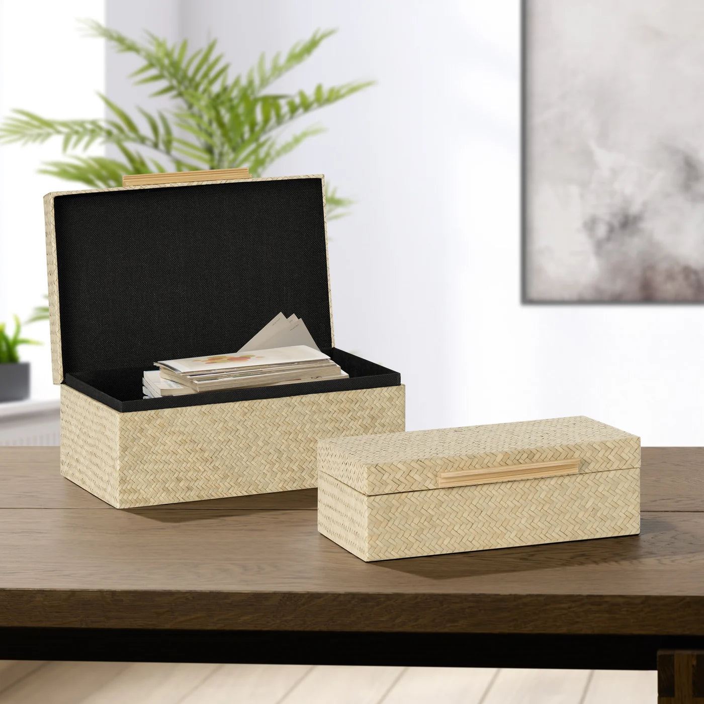 Pandan Herringbone Box - Nat