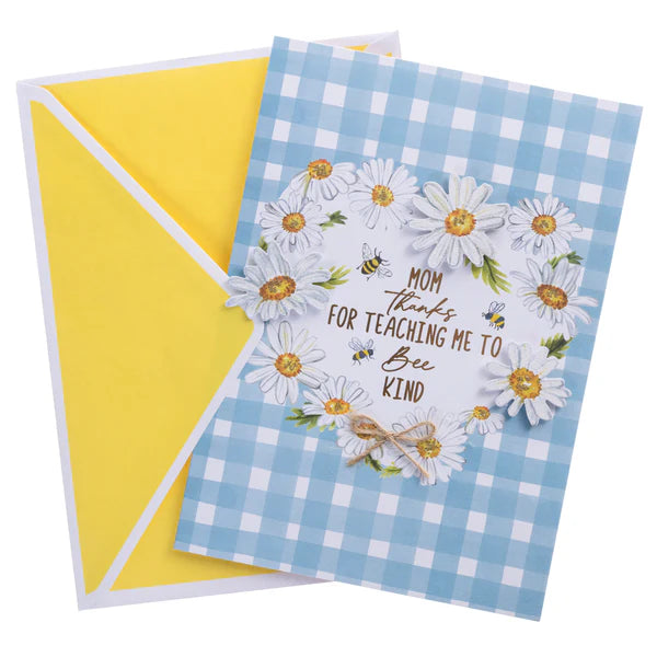 Mom Blue Check Bee M. Day Card