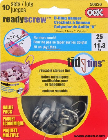 D-Ring Hanger, 1-Hole/10pk/Sm