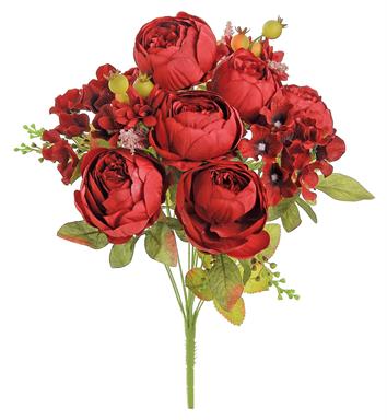 19" Mix Peony/Hydrangea, Red