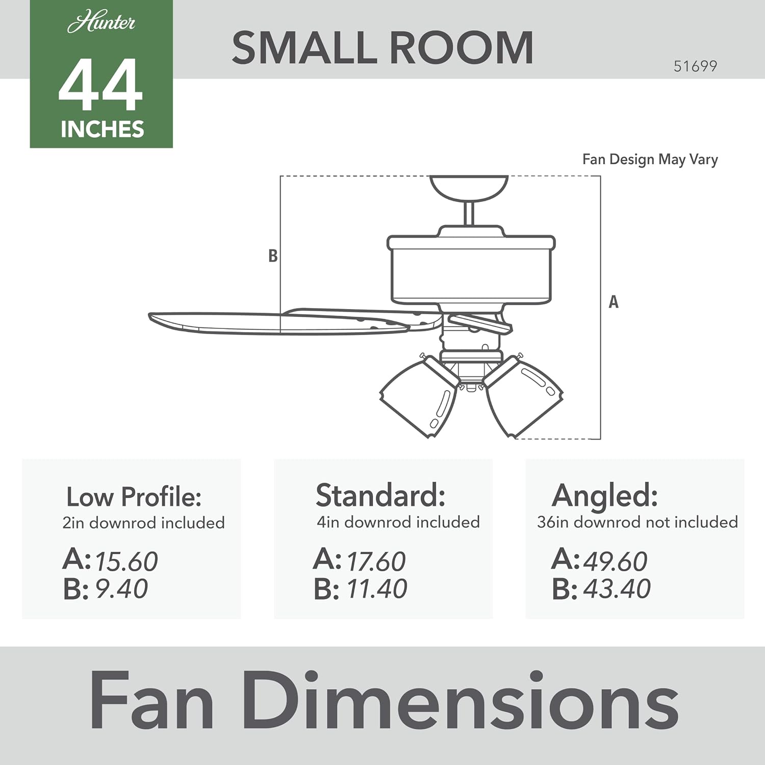 Sencillo 44" Matte Silver Fan