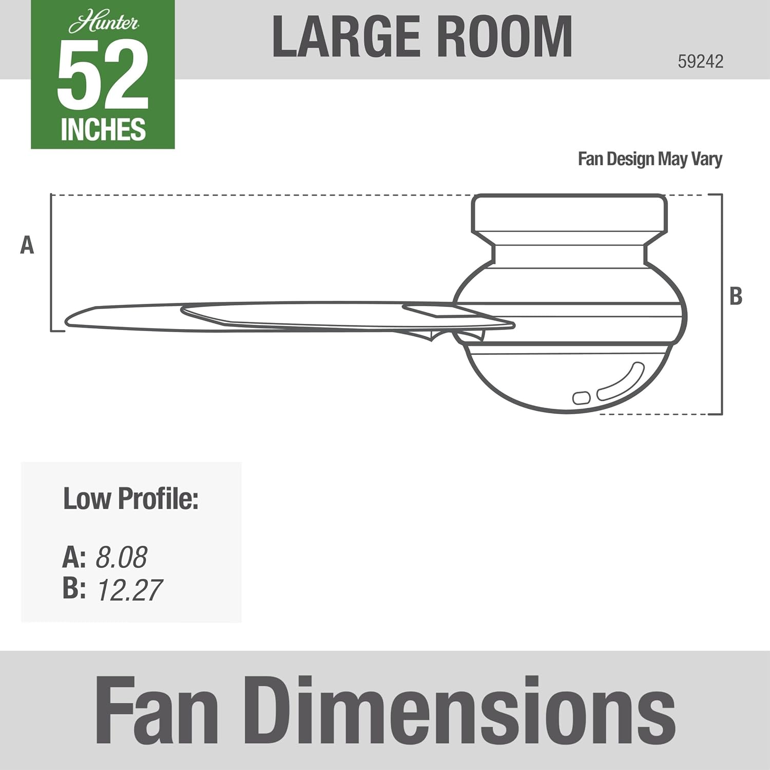 52" Dempsey Low Profile Fan with Light