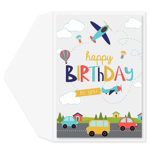 Cars and Airplanes Bday Card
