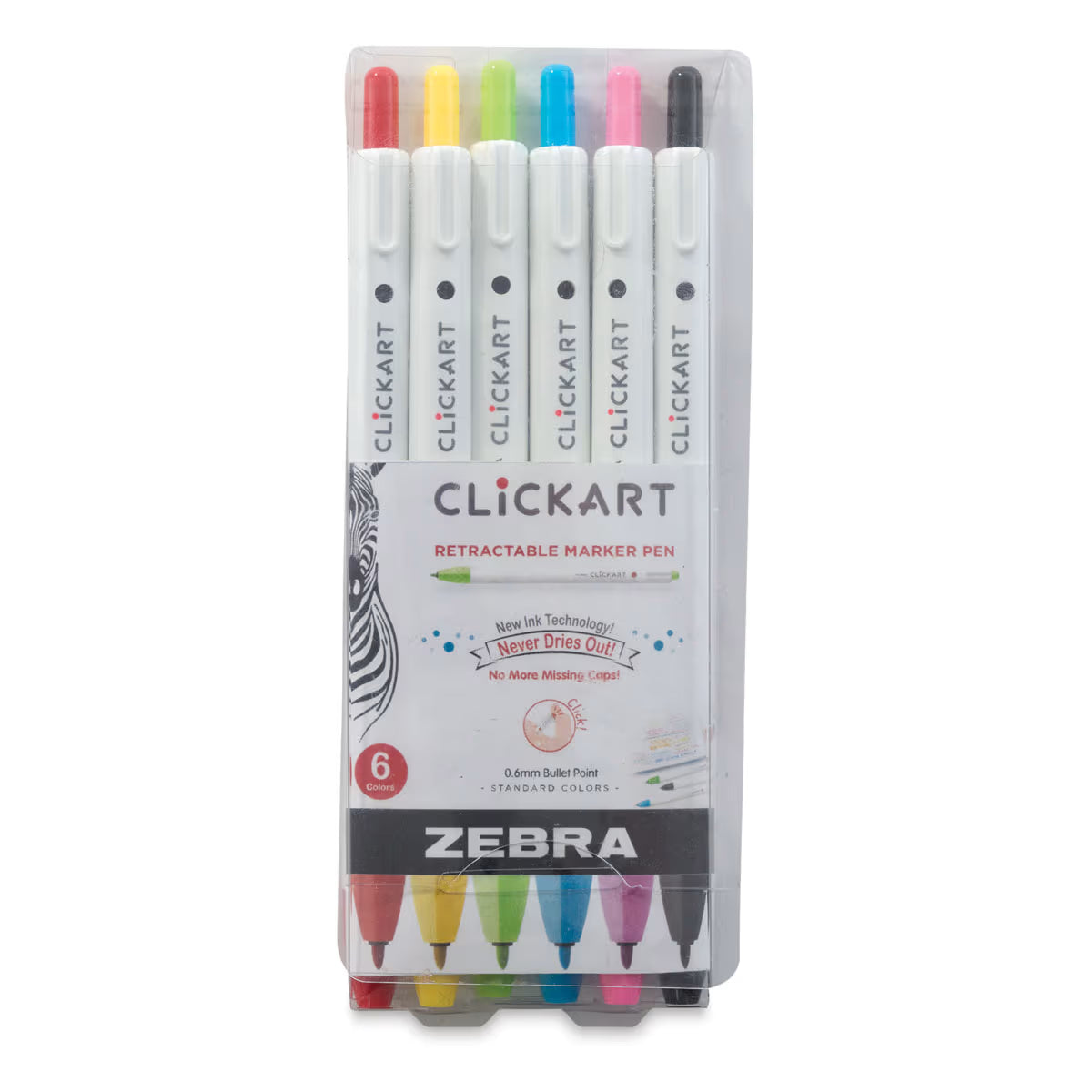 Zebra ClickArt Markers, St/6