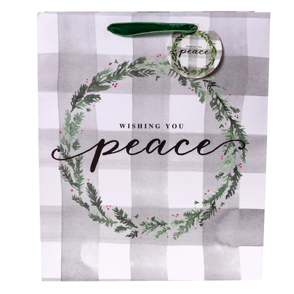 Peace Plaid Lg Gift Bag