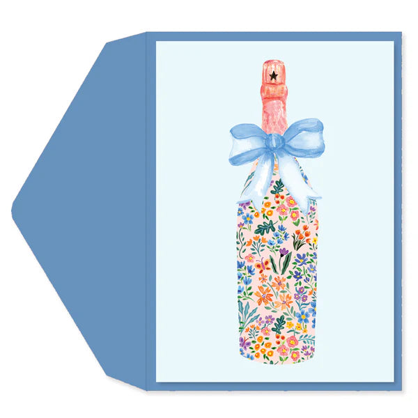 Floral Champagne Blank Card