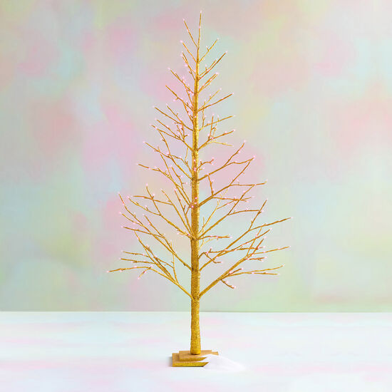 6' Gold Tree w/ Pink Lights