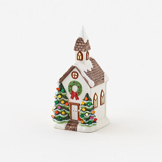 10.5" Lighted Church w/ Timer