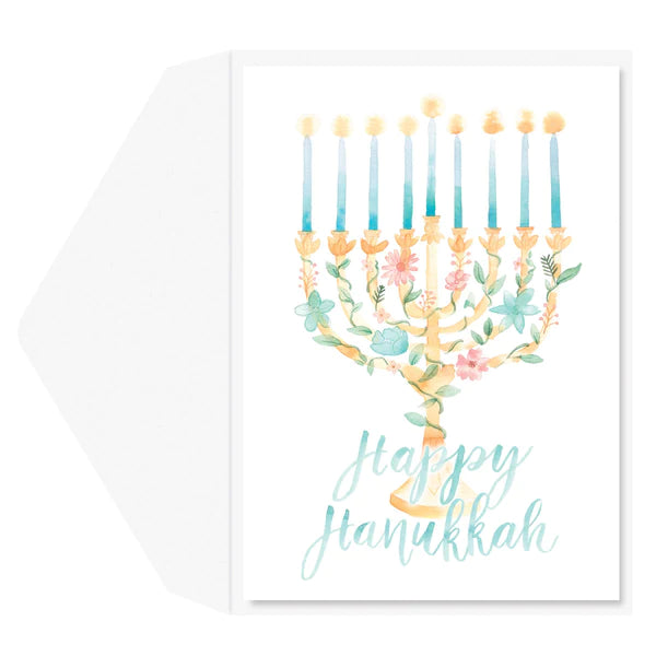 Floral Menorah Greeting Card