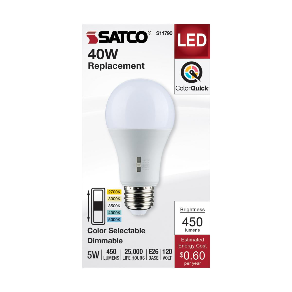 5W LED A19 E26 - 5CCT (D)