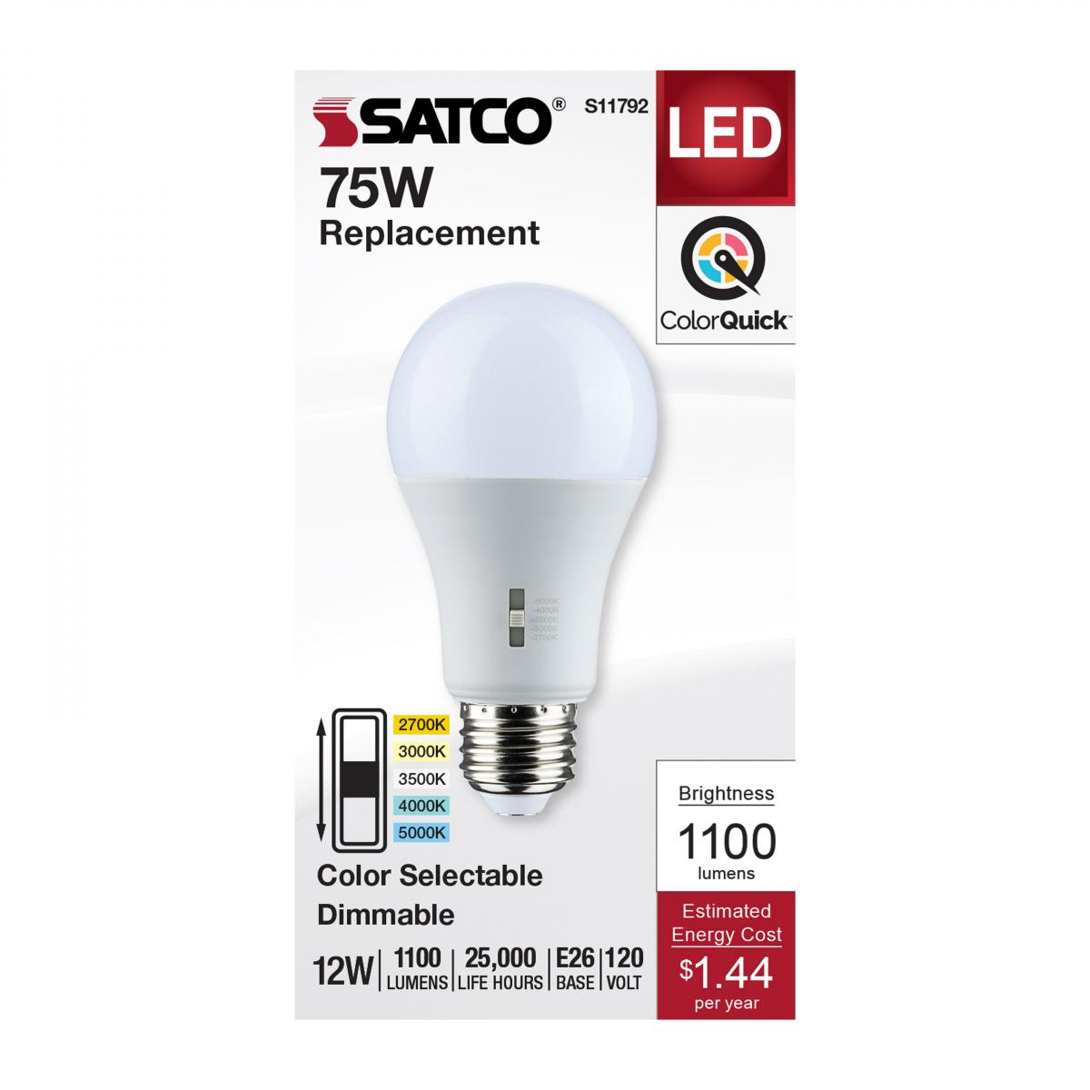 12W LED A19 E26 - 5CCT (D)