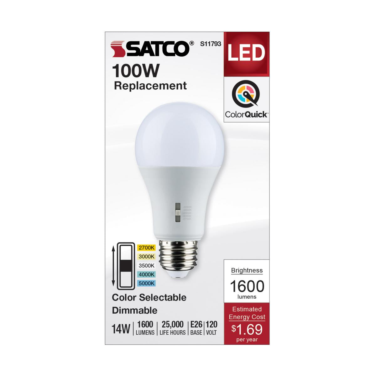 5W LED A19 E26 - 5CCT (D)