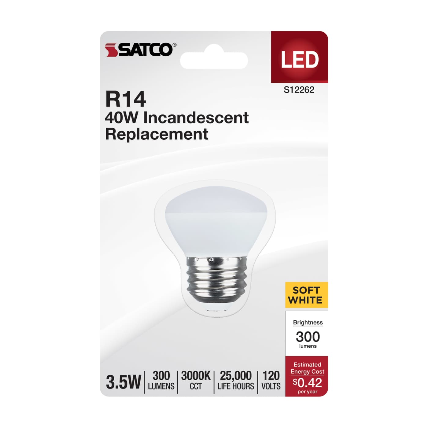 3.5W R14 E26 LED Bulb - 3000K