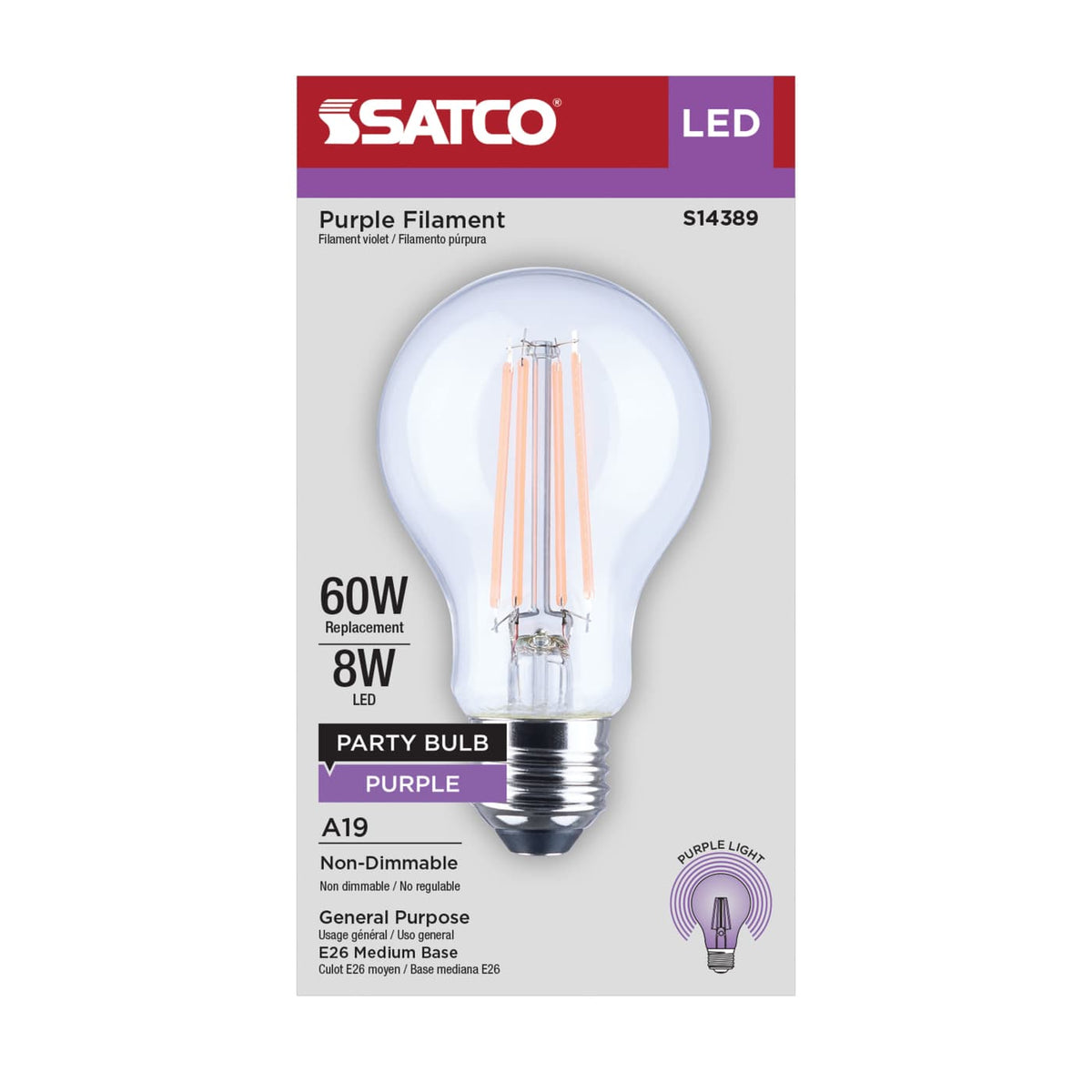 8W LED Purple Bulb