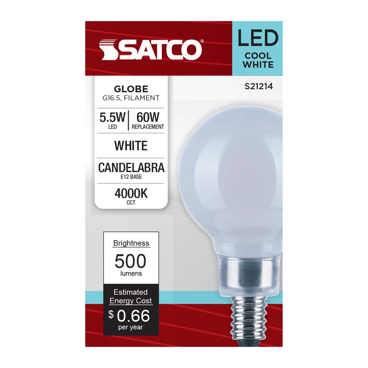 5.5W G16.5 LED E12 Bulb - 40K