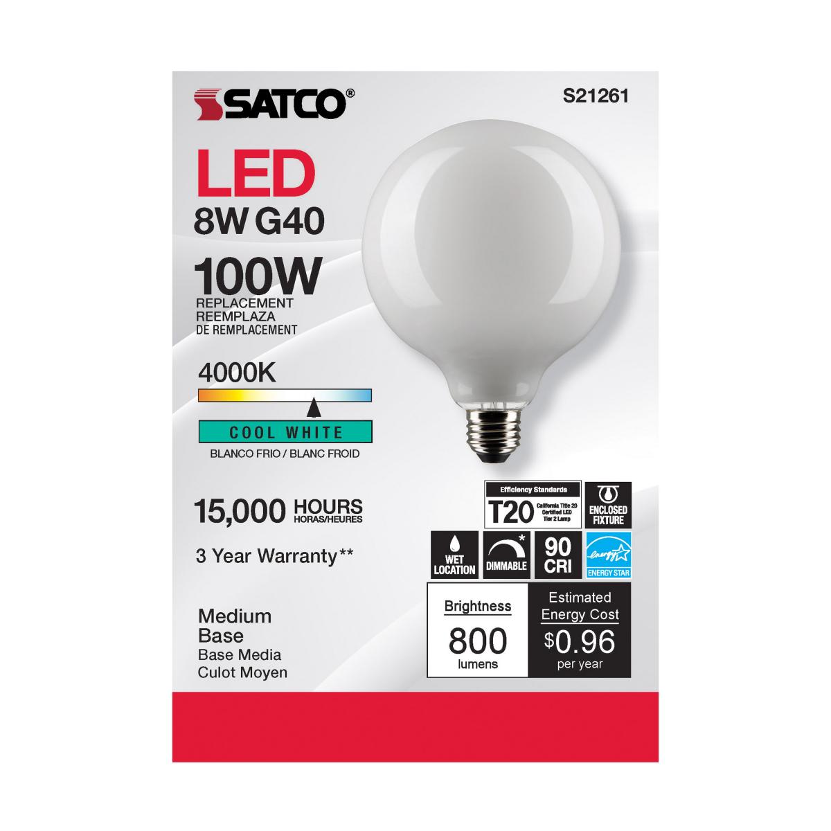 8G40/WH/LED/E26/940/120V