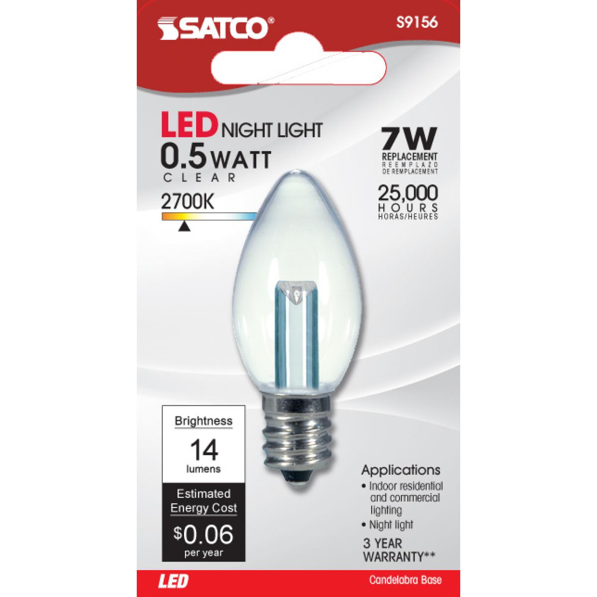 0.5W LED C7 Clear E12 Bulb