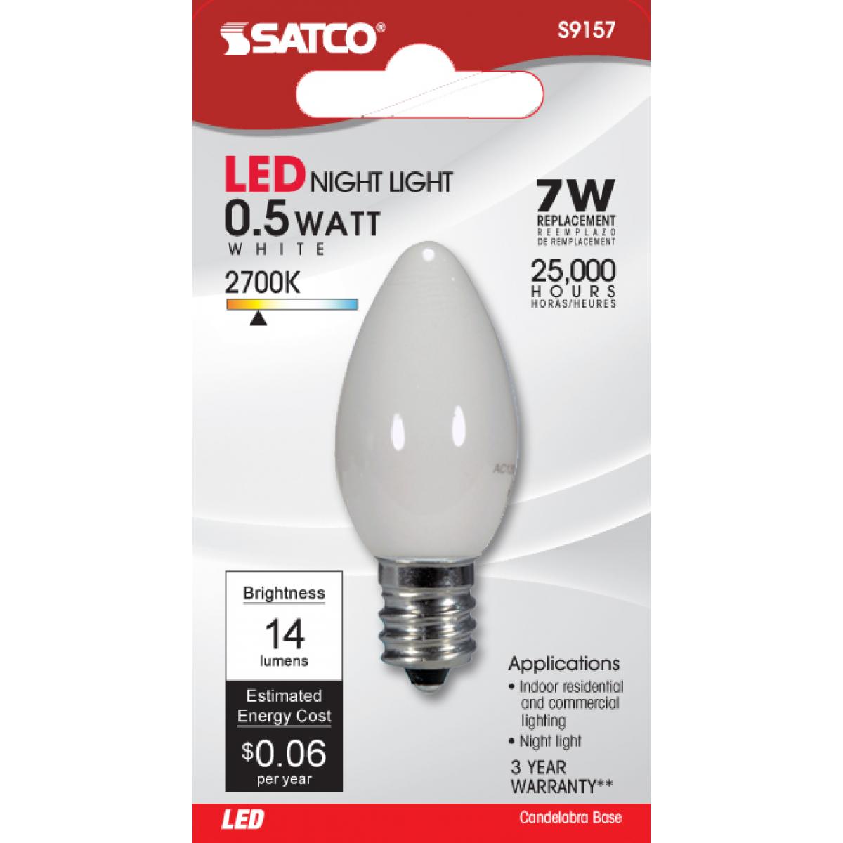 0.5W LED C7 White E12 Bulb