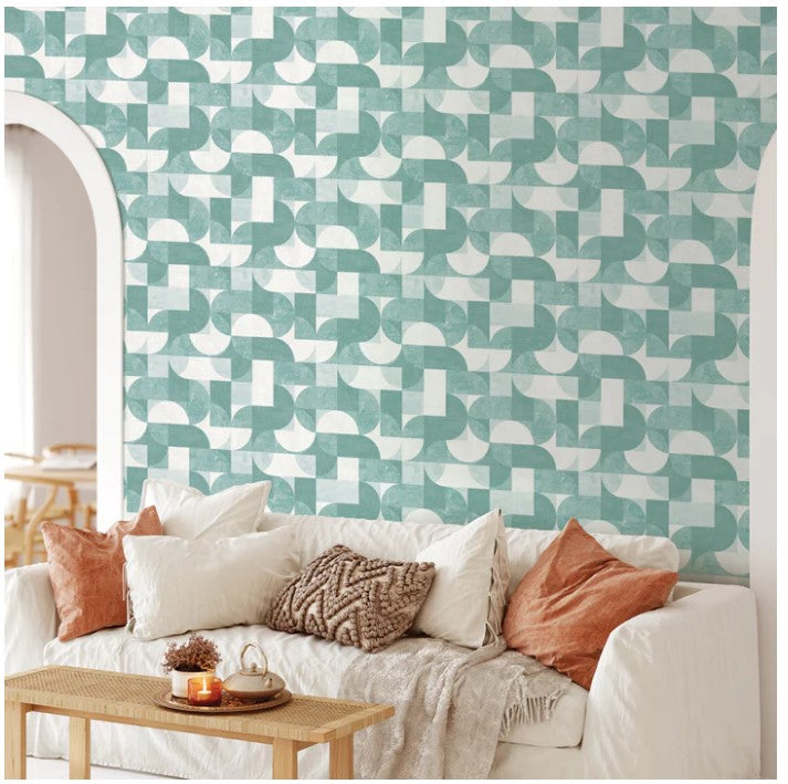 Marine Green Composed Shapes Wallpaper