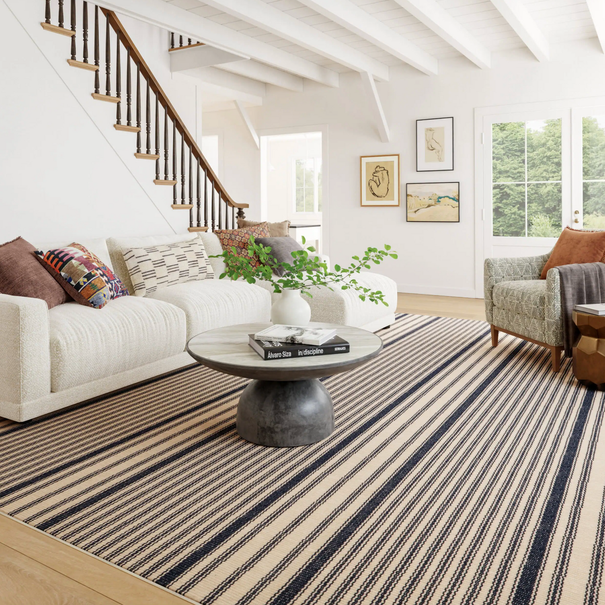 Axiom Coastal Striped Washable Rug