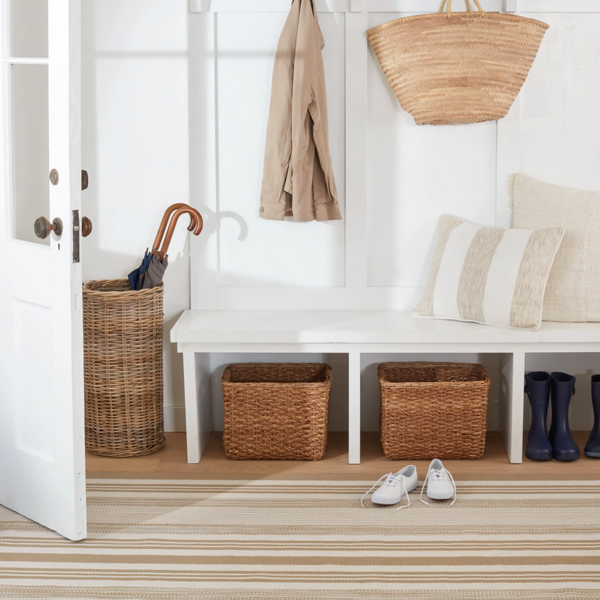 Quincy Khaki Stripe Indoor/Outdoor Rug