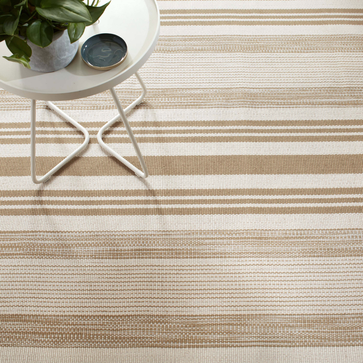 Quincy Khaki Stripe Indoor/Outdoor Rug