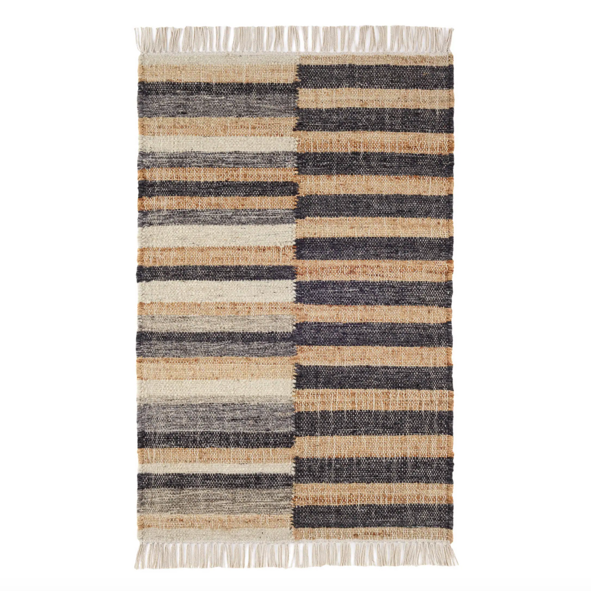 Ravel Stripe Black Wool Rug