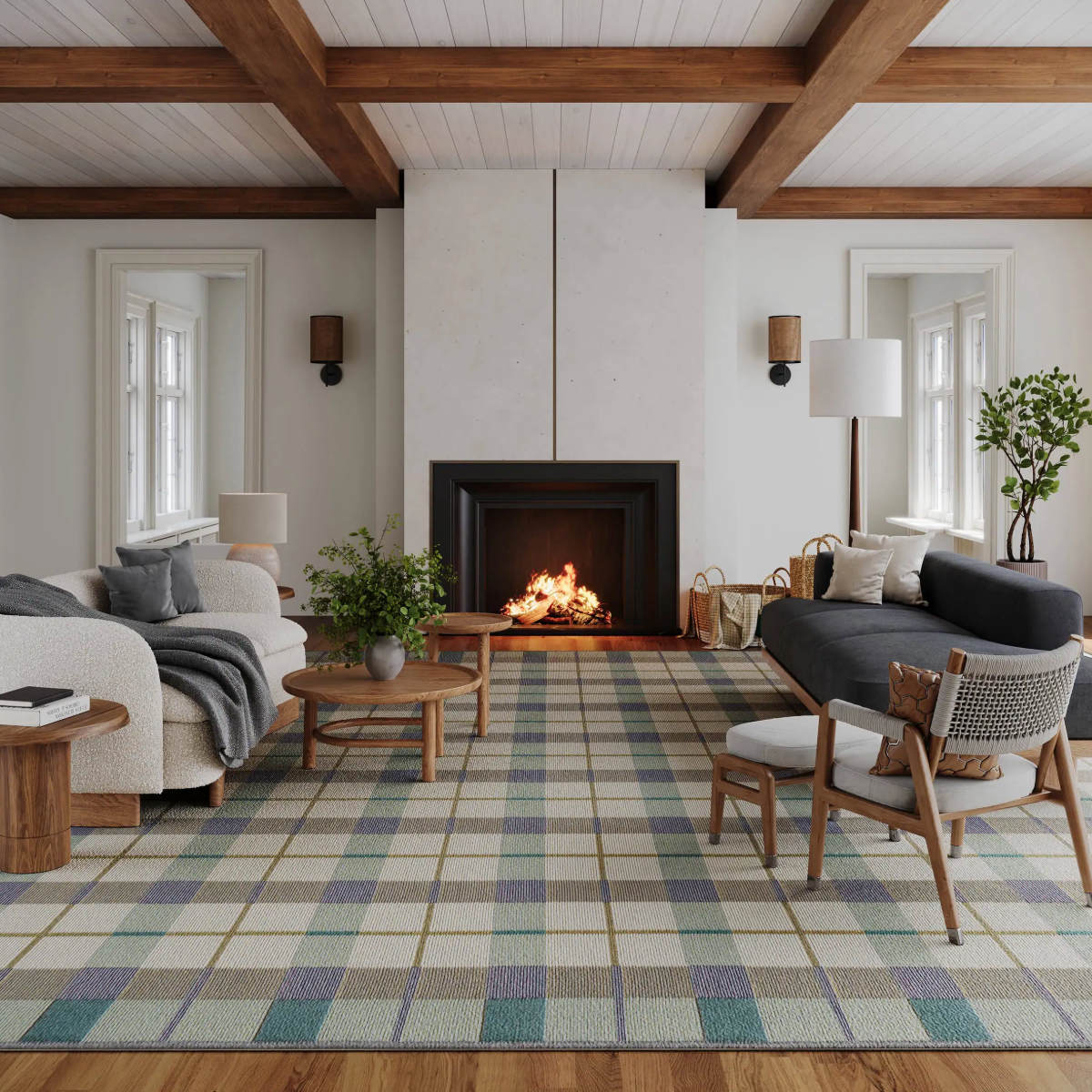 Sundara Plaid Blue Multi Rugs