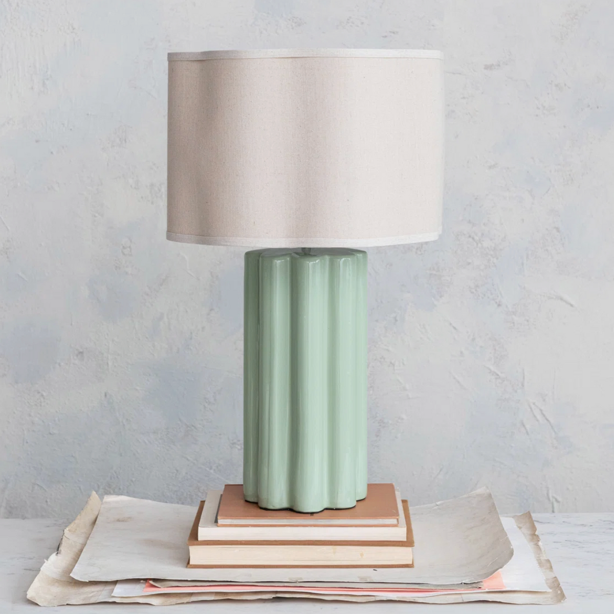 Fluted Table Lamp, Mint