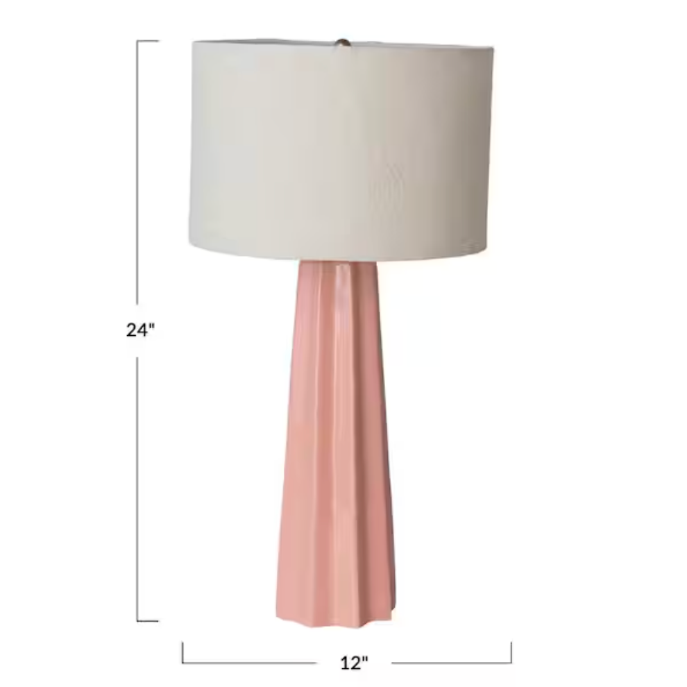 Fluted Table Lamp, Pink
