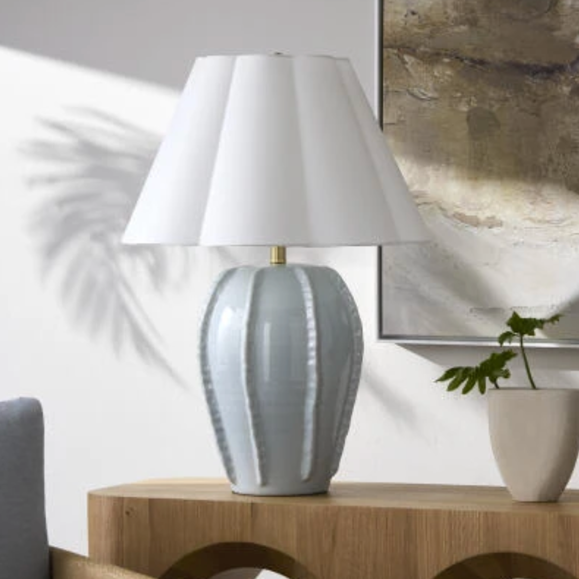 28" Azure Lamp, Fluted Shade