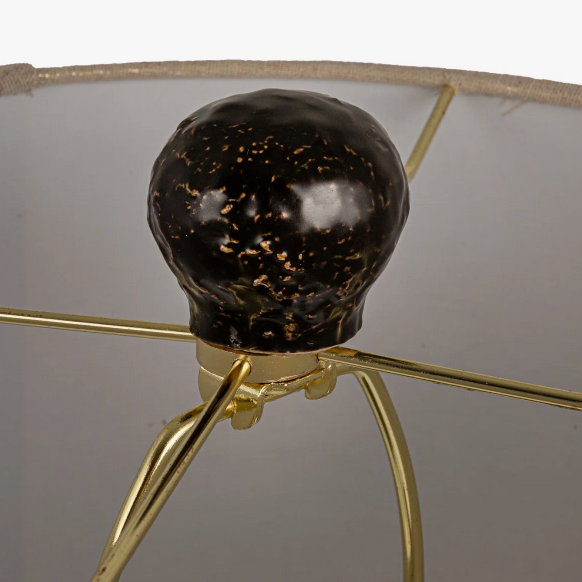Black Stoneware Table with Raised Dots
