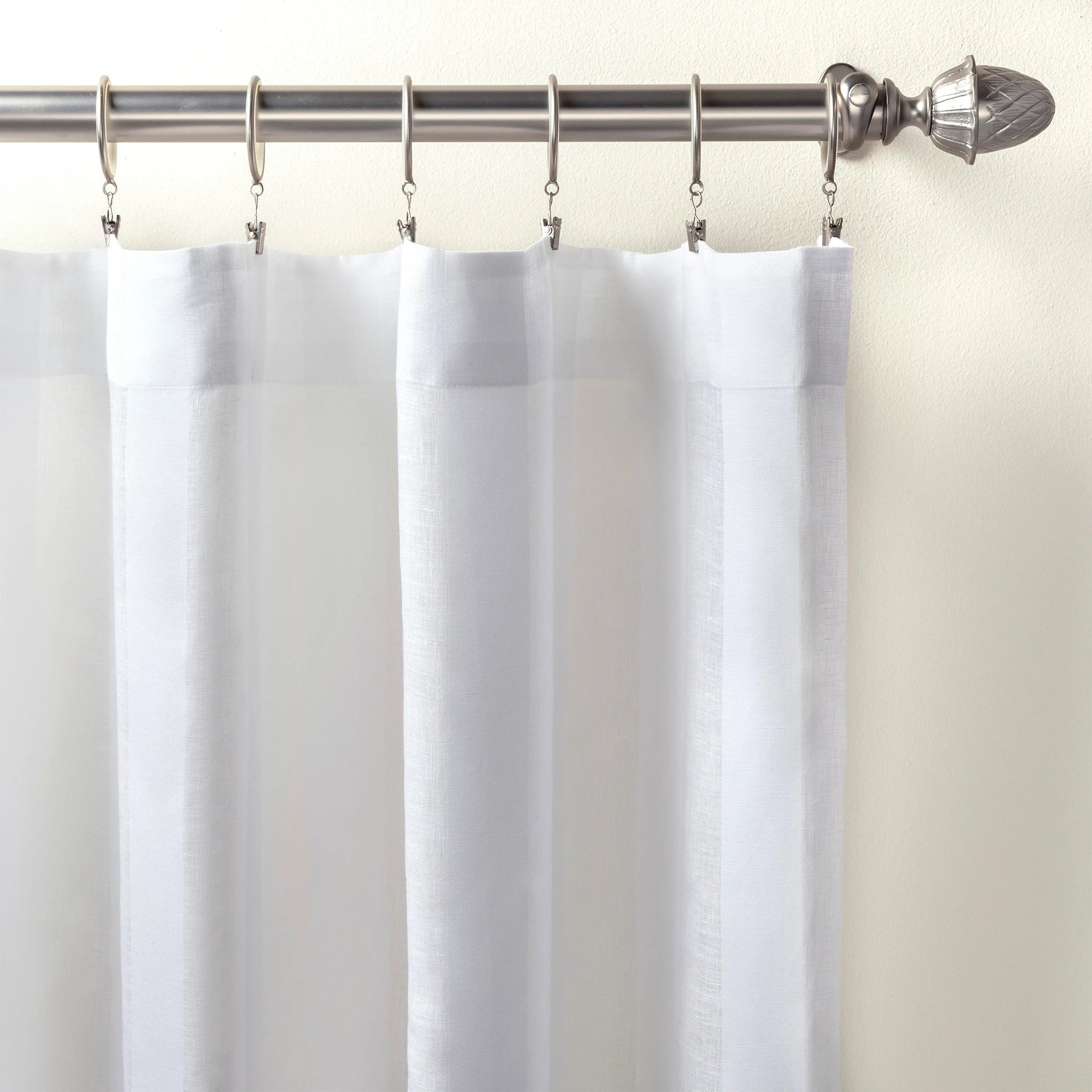 96" Striped Sheer Wht Curtain