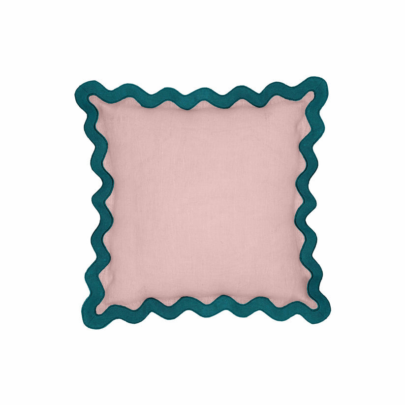 24" Pillow, Pink/Blue Scallop