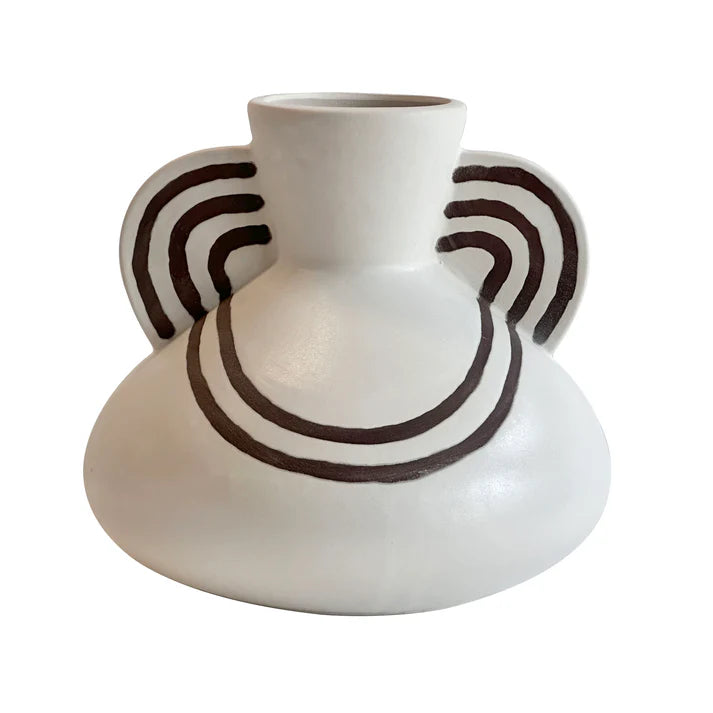 Ceramic Line Art Vase, Wide