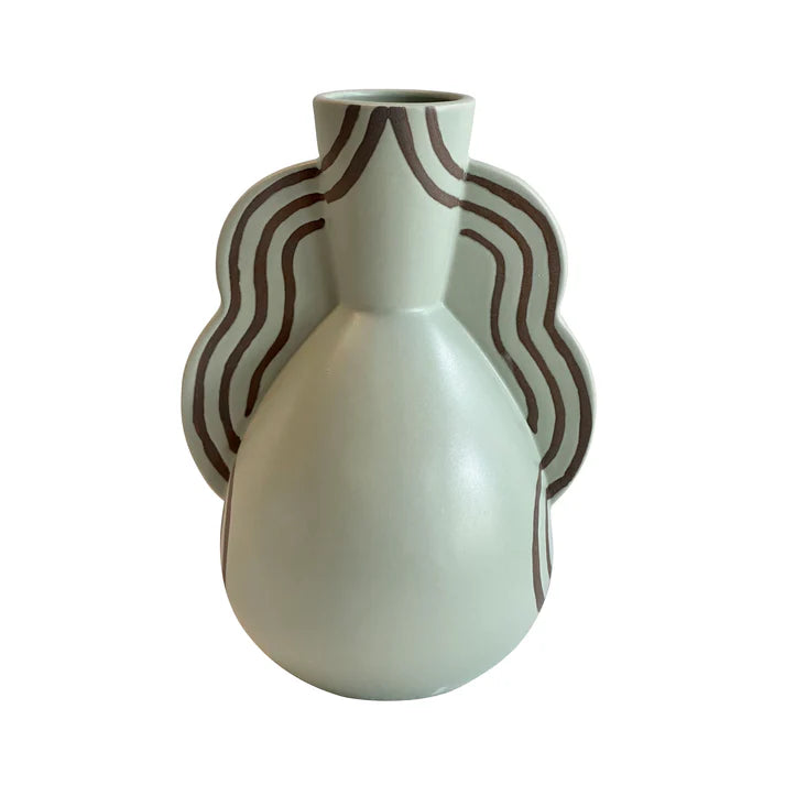 Ceramic Line Art Vase, Wavy/Gr