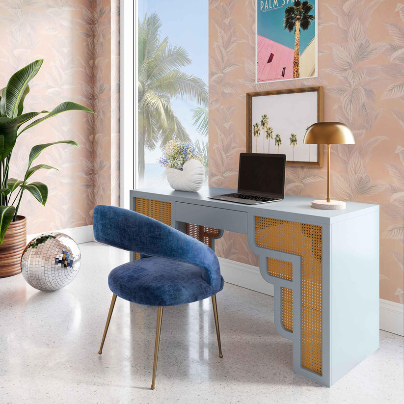 Suzie Rattan Desk, Pastel Blue