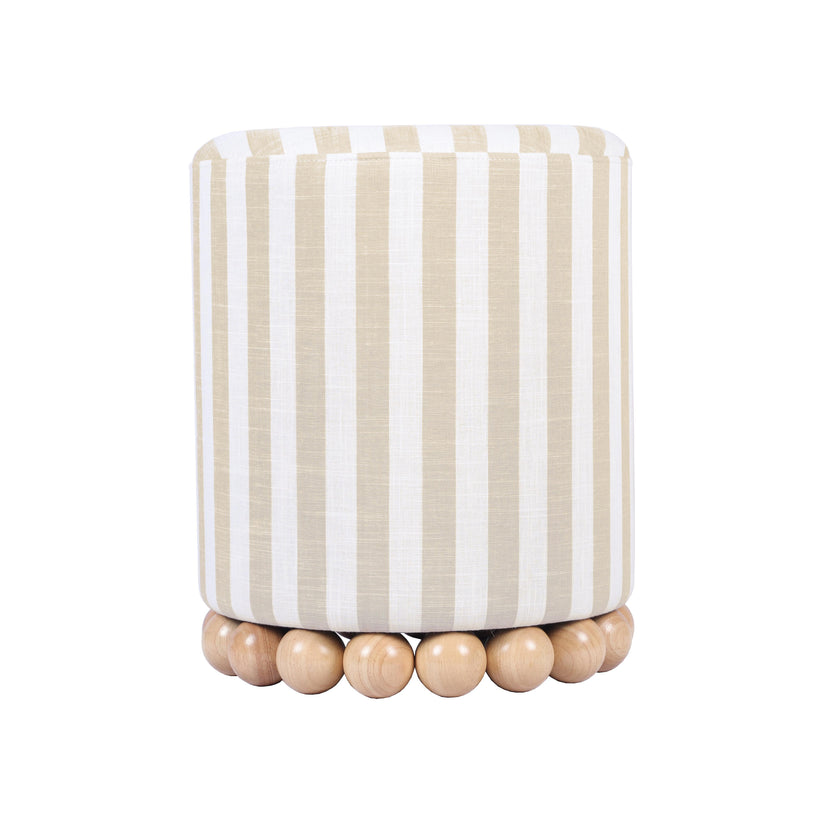 Dex Striped Ottoman, Beige