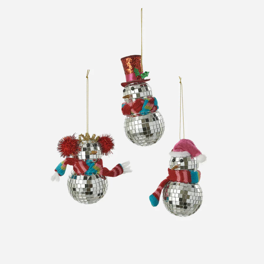 Mirrored Ball Snowman Ornament