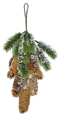 15.5" Nat Hang Snow Pinecone