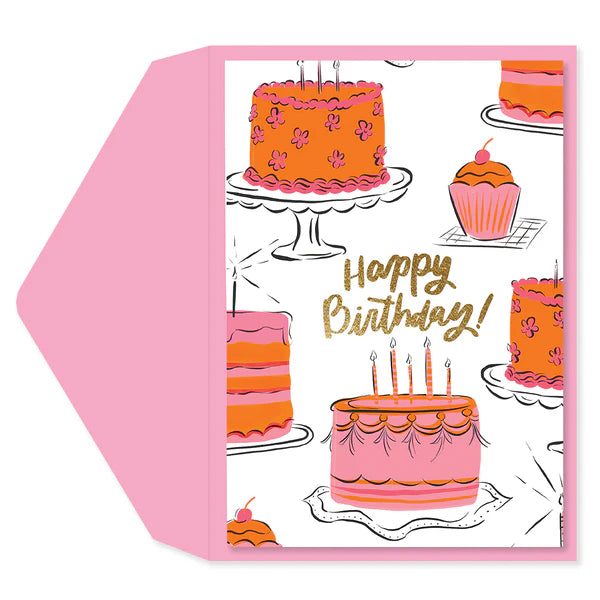 Orange Cakes Birthday Card