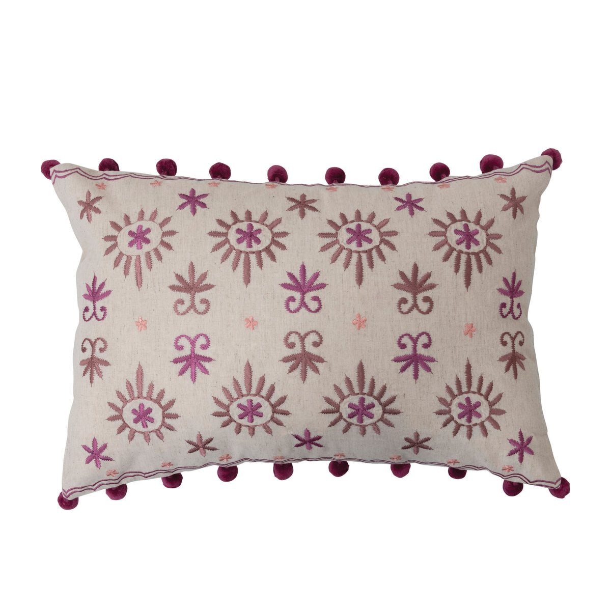 Boho Pillow, Pink PomPom