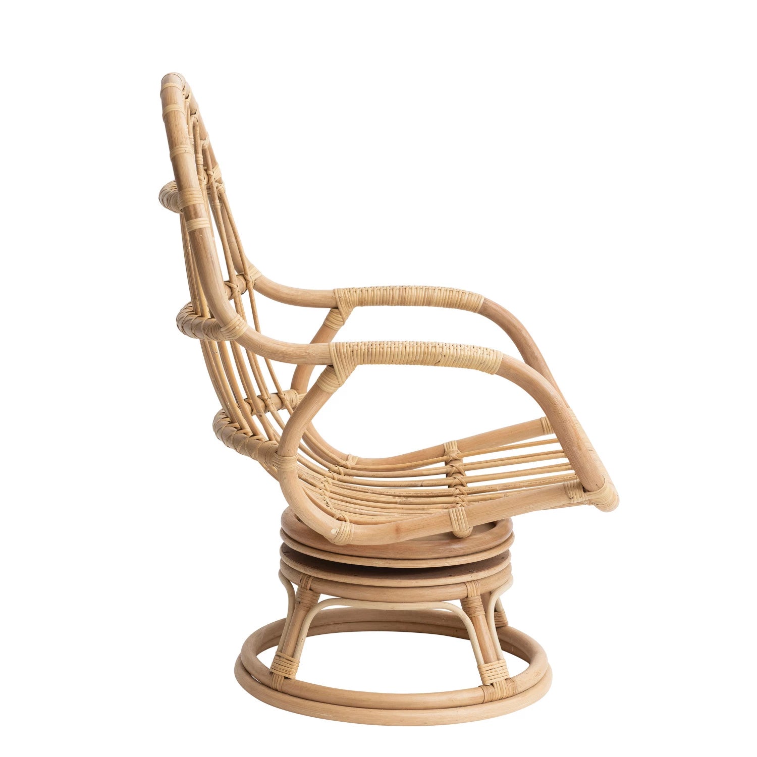 Hand-Woven Rattan Swivel Chair